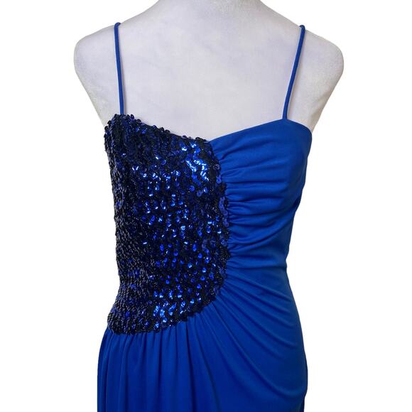 Vintage GlenRob Party Dress Bright Blue Sequin Detail Strappy Womens Size XS - Picture 7 of 10